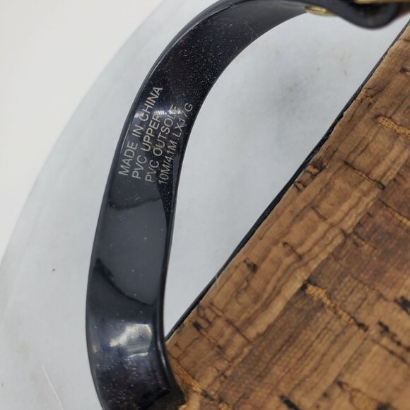 Michael Michael Kors Brown Black T Strap Gold Emblem Slip On Sandals Size 10 - Picture 7 of 8